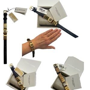 NWT Michael Kors MK4887 Gold Tone & Black Leather Watch | $250 Retail